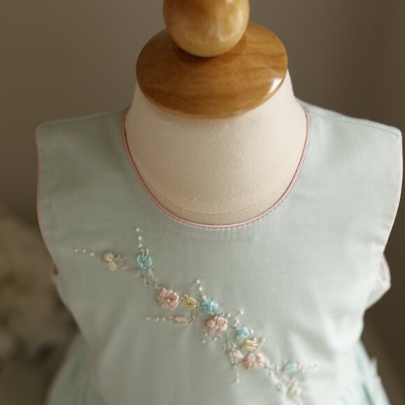Mint Green Special Occasion Dress Pearls Embroidery STUNNING Embellishments - Picture 5 of 6
